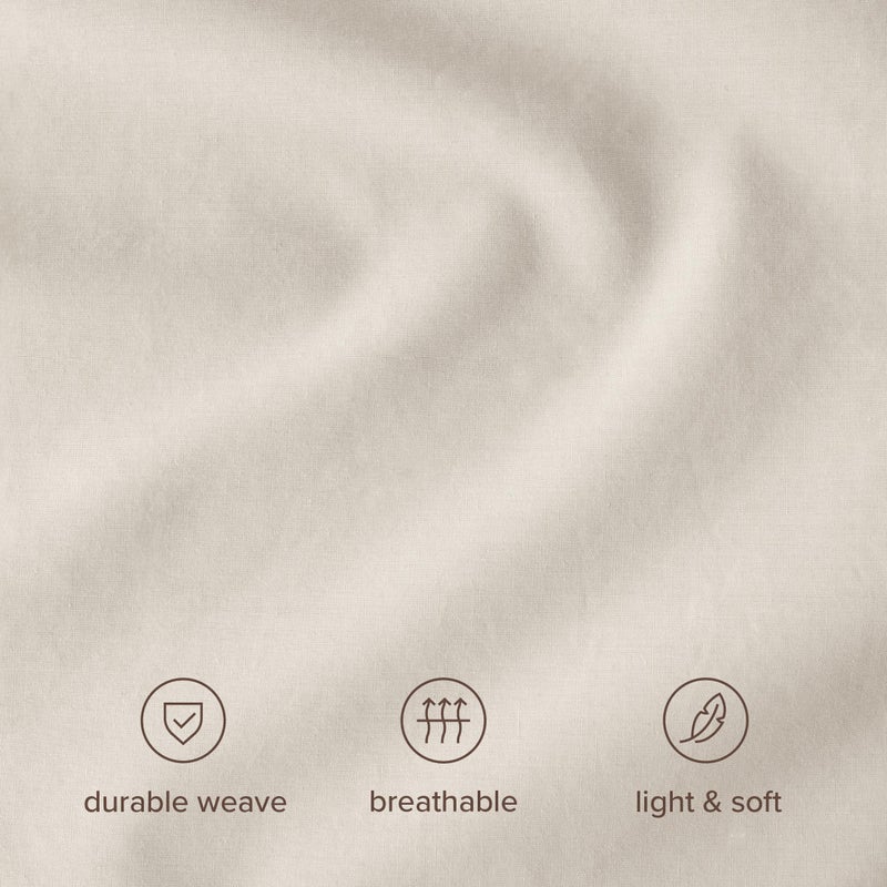 Bare Home 100% Organic Cotton Queen Sheet Set - Crisp Percale Weave - Lightweight & Breathable - Bedding Sheets & Pillowcases (Queen, French Beige) - Image 5